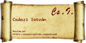 Császi István névjegykártya